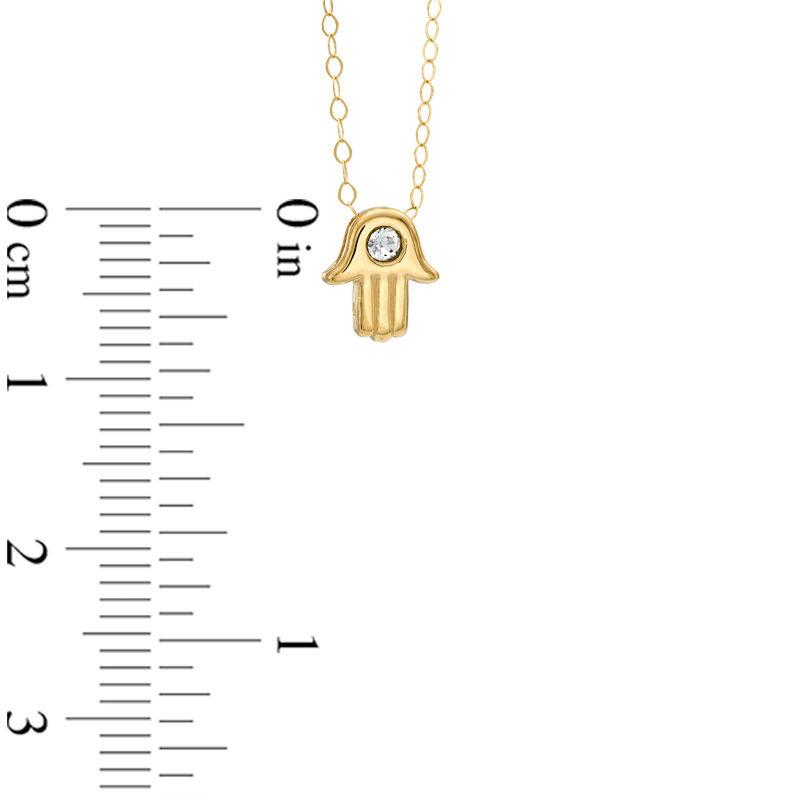Main Image 2 of TEENYTINY® Crystal Hamsa Pendant in 10K Gold - 17&quot;