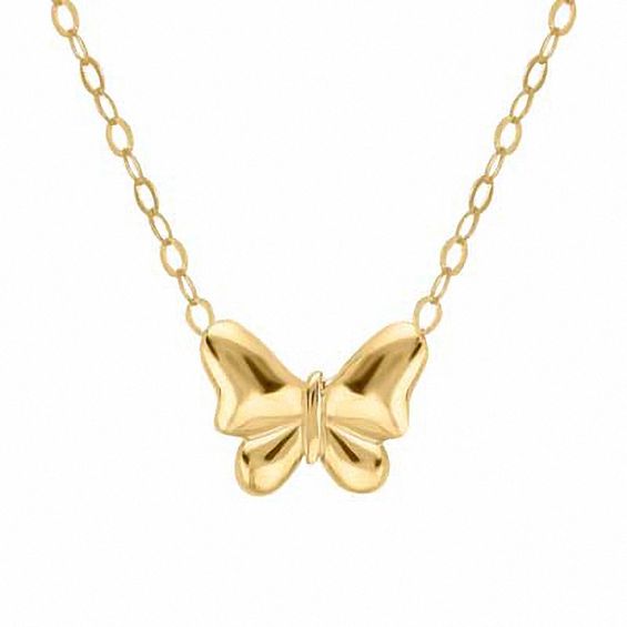 TeenytinyÂ® Butterfly Pendant in 10K Gold - 17"