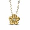 Thumbnail Image 0 of TEENYTINY® Diamond-Cut Flower Pendant in 10K Two-Toned Gold - 17"