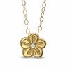 Thumbnail Image 1 of TEENYTINY® Diamond-Cut Flower Pendant in 10K Two-Toned Gold - 17"