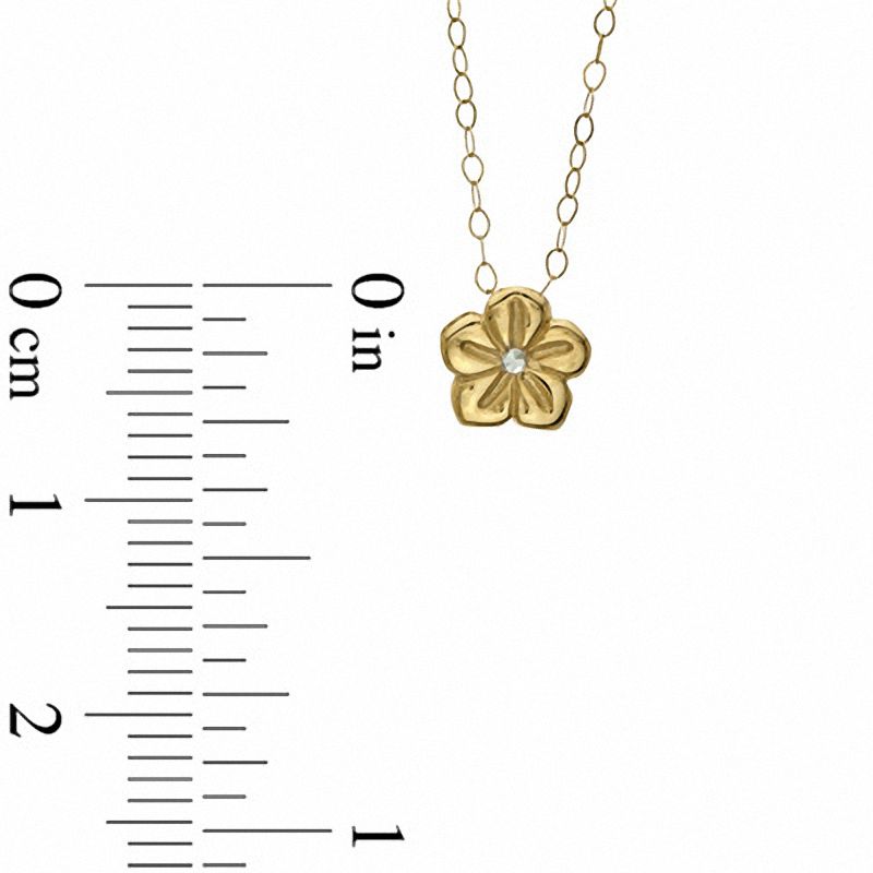 Main Image 2 of TEENYTINY® Diamond-Cut Flower Pendant in 10K Two-Toned Gold - 17"