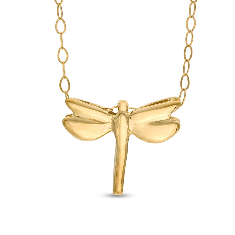Main Image 1 of TEENYTINY® Dragonfly Pendant in 10K Gold - 17"