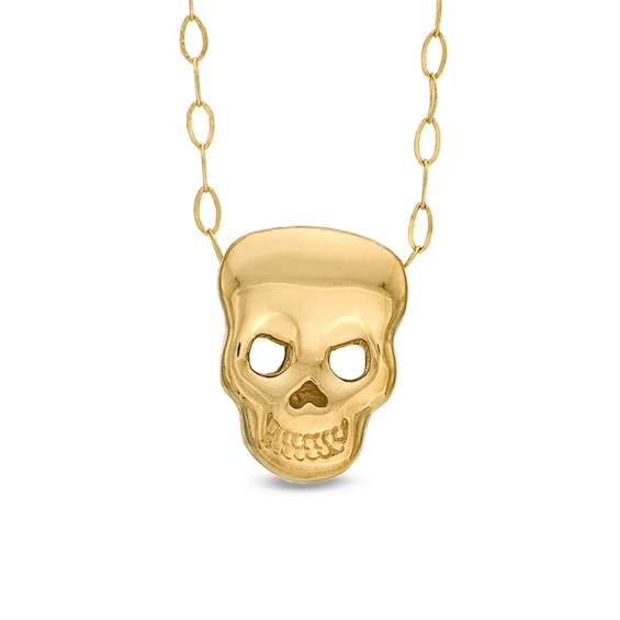 TeenytinyÂ® Skull Pendant in 10K Gold - 17"