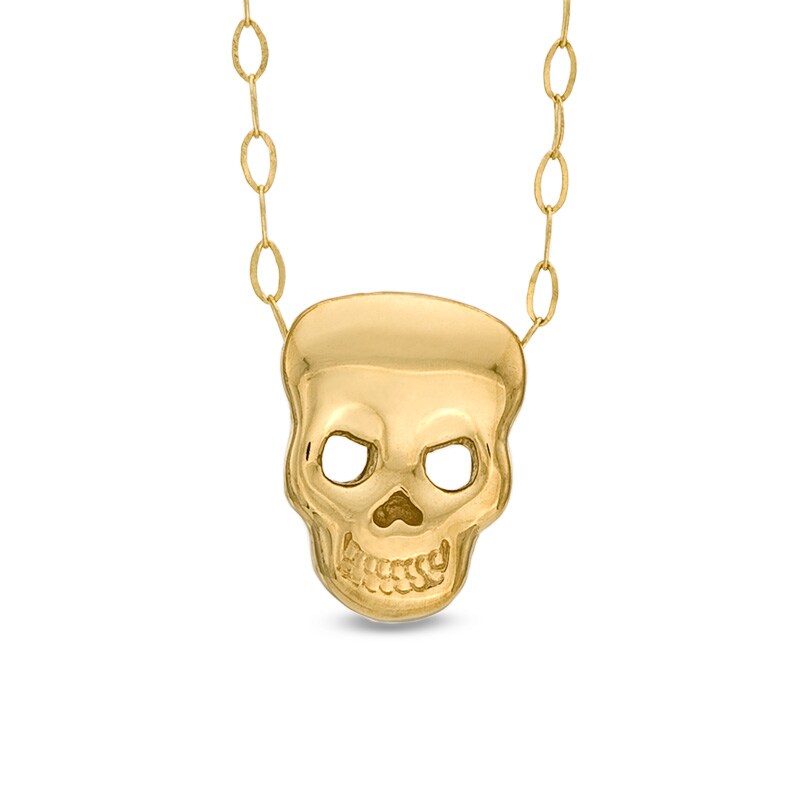 Main Image 1 of TEENYTINY® Skull Pendant in 10K Gold - 17"