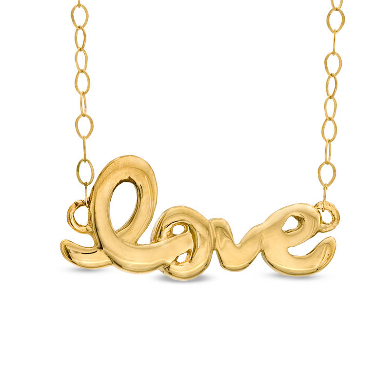Main Image 1 of TEENYTINY® "Love" Pendant in 10K Gold - 17"
