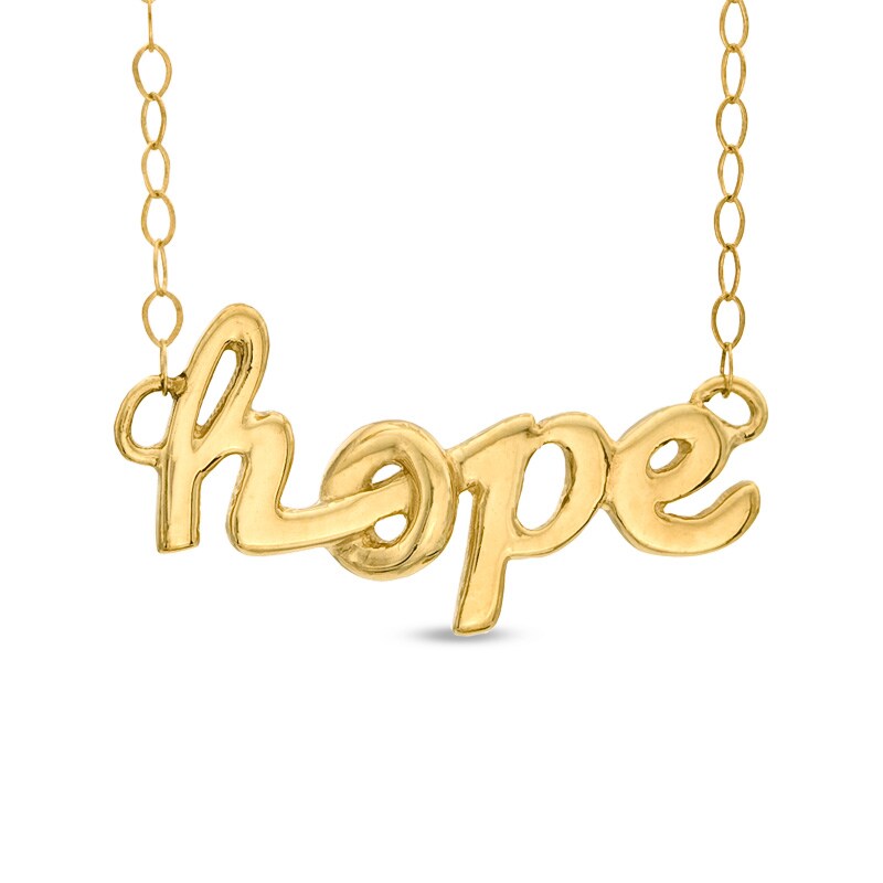 Main Image 1 of TEENYTINY® &quot;Hope&quot; Pendant in 10K Gold - 17&quot;