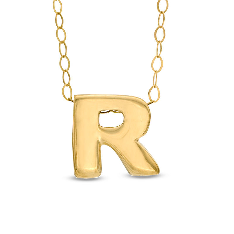 Main Image 1 of TEENYTINY® Initial "R" Pendant in 10K Gold - 17"