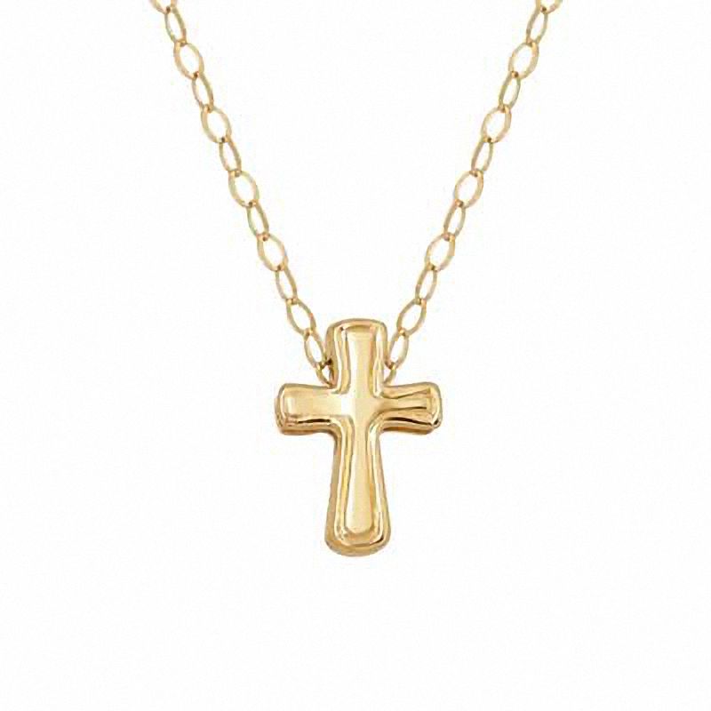 Main Image 1 of TEENYTINY® Cross Pendant in 10K Gold - 17"