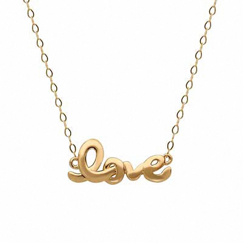 Main Image 1 of TEENYTINY® "Love" Pendant in 10K Gold - 17"