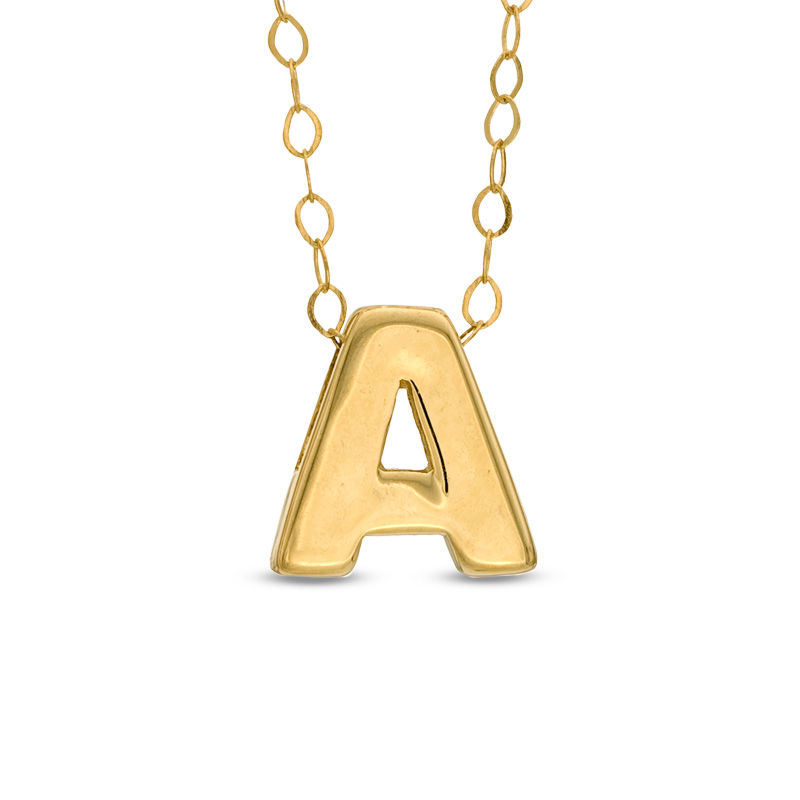 Main Image 1 of TEENYTINY® Initial "A" Pendant in 10K Gold - 17"