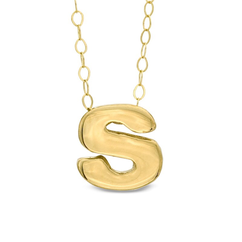 Main Image 1 of TEENYTINY® Initial "S" Pendant in 10K Gold - 17"