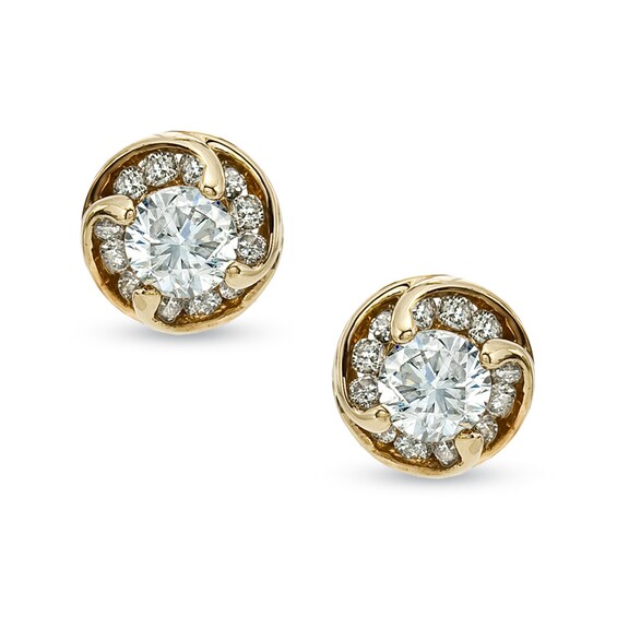 1/2 CT. T.w. Diamond Spiral Frame Stud Earrings in 14K Gold