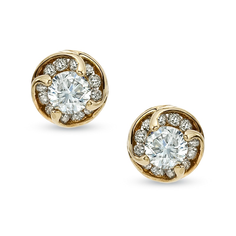1/2 CT. T.W. Diamond Spiral Frame Stud Earrings in 14K Gold