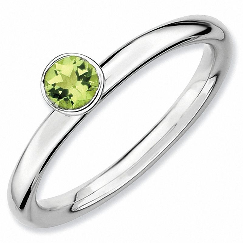 Stackable Expressions™ 4.0mm Peridot Solitaire High Profile Ring in Sterling Silver