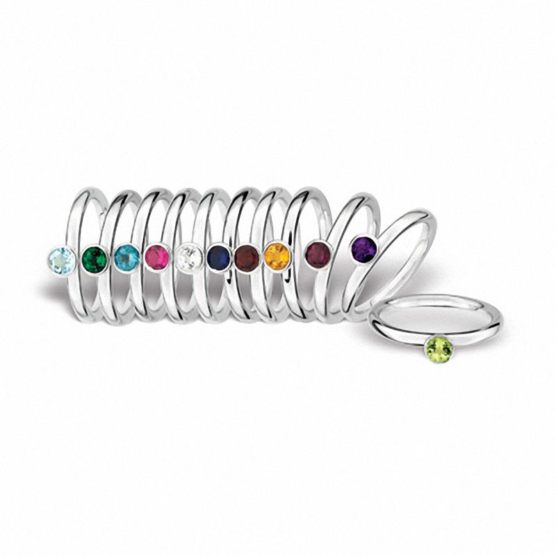 Main Image 2 of Stackable Expressions™ 4.0mm Peridot Solitaire High Profile Ring in Sterling Silver