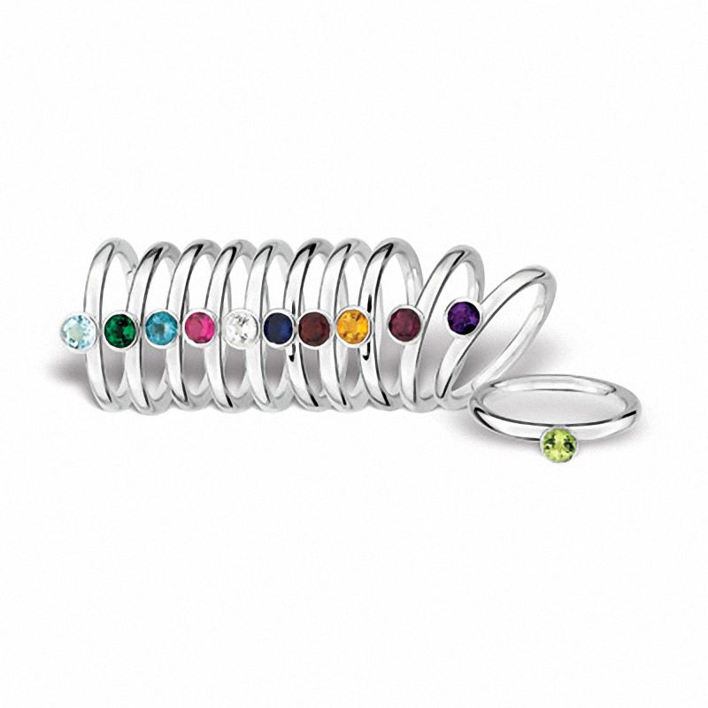 Stackable Expressions™ 4.0mm Peridot Solitaire High Profile Ring in Sterling Silver