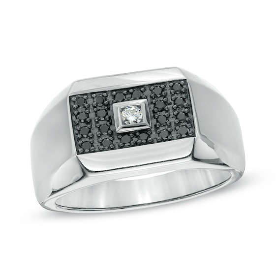 1/4 CT. T.w. Enhanced Black and White Diamond Ring in Sterling Silver
