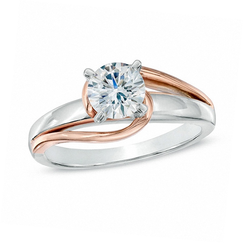 1/2 CT. Diamond Solitaire Swirl Engagement Ring in 14K Two-Tone Gold (I/I2)