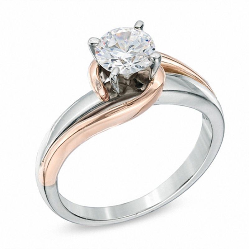 1/2 CT. Diamond Solitaire Swirl Engagement Ring in 14K Two-Tone Gold (I/I2)