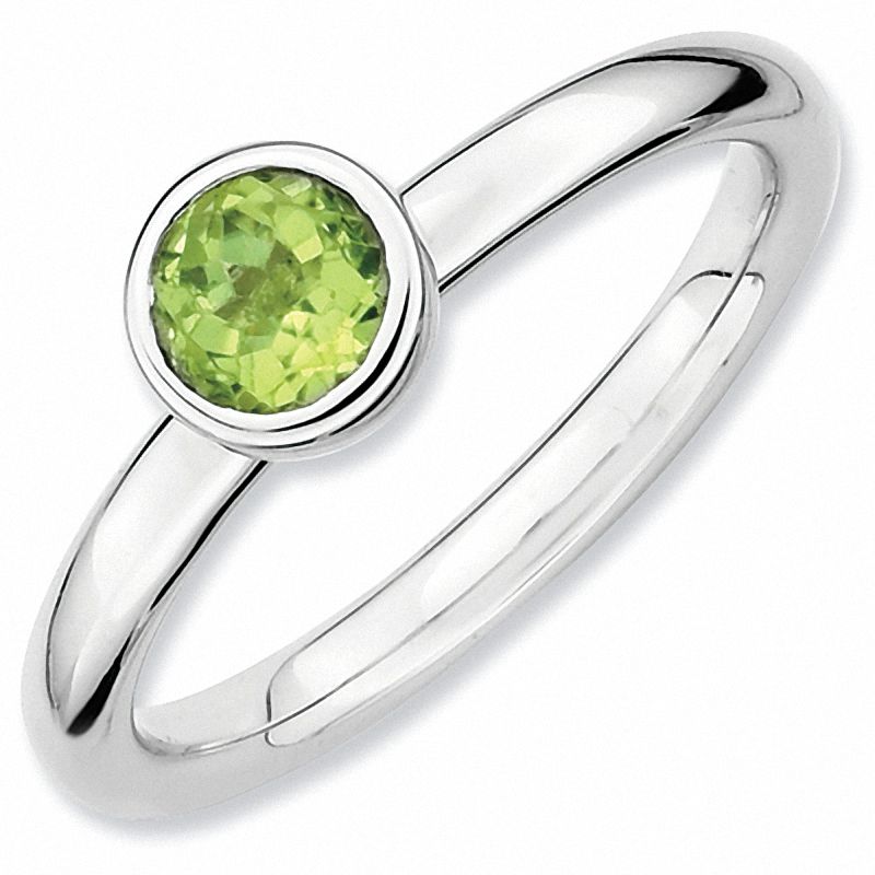 Main Image 1 of Stackable Expressions™ 5.0mm Peridot Solitaire Low Profile Ring in Sterling Silver