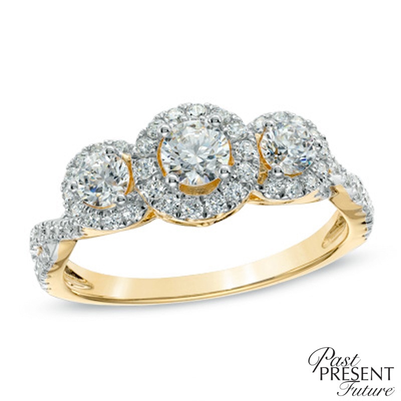 1 CT. T.W. Diamond Frame Past Present Future® Engagement Ring in 14K Gold