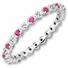Thumbnail Image 0 of Stackable Expressions™ Lab-Created Ruby and Diamond Accent Eternity Band in Sterling Silver