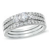 Thumbnail Image 1 of 1 CT. T.W. Diamond Three Stone Bridal Set in 14K White Gold