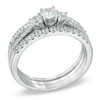 Thumbnail Image 1 of 1 CT. T.W. Diamond Three Stone Bridal Set in 14K White Gold