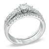 Thumbnail Image 2 of 1 CT. T.W. Diamond Three Stone Bridal Set in 14K White Gold
