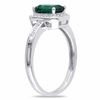 Thumbnail Image 1 of Emerald-Cut Lab-Created Emerald and Diamond Accent Ring in 10K White Gold