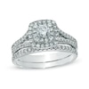 Thumbnail Image 1 of Celebration Ideal 1 CT. T.W. Certified Diamond Frame Bridal Set in 14K White Gold (I/I1)