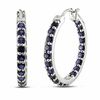 Thumbnail Image 1 of Lab-Created Blue Sapphire Inside-Out Hoop Earrings in Sterling Silver