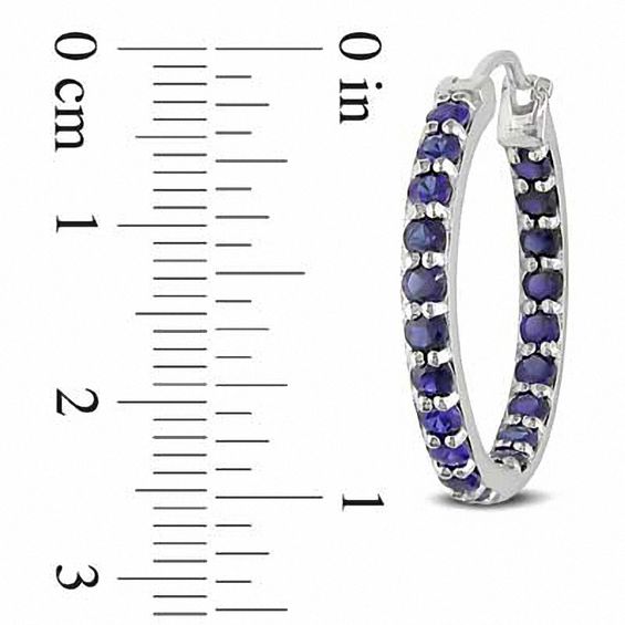 Lab-Created Blue Sapphire Inside-Out Hoop Earrings in Sterling Silver