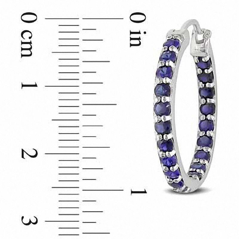 Main Image 2 of Lab-Created Blue Sapphire Inside-Out Hoop Earrings in Sterling Silver