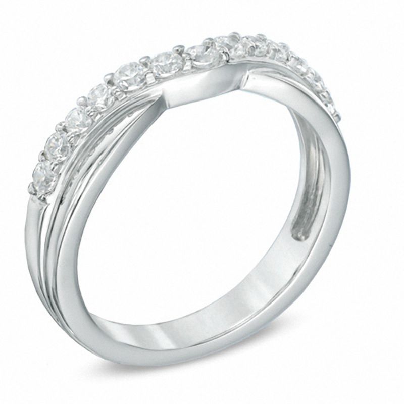 Main Image 2 of Celebration Lux® 3/8 CT. T.W. Certified Diamond Twist Contour Wedding Band in 14K White Gold (I/SI2)