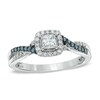 Thumbnail Image 1 of 1/2 CT. T.W. Enhanced Blue and White Diamond Frame Twist Shank Engagement Ring in 10K White Gold