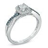 Thumbnail Image 1 of 1/2 CT. T.W. Enhanced Blue and White Diamond Frame Twist Shank Engagement Ring in 10K White Gold