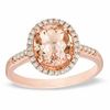 Thumbnail Image 0 of Oval Morganite and 1/5 CT. T.W. Diamond Frame Ring in 10K Rose Gold