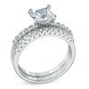 Thumbnail Image 2 of 6.0mm Princess-Cut Lab-Created White Sapphire Fashion Ring Set in Sterling Silver