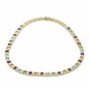 Thumbnail Image 2 of Oval Multi-Gemstone and Diamond Accent Necklace in Sterling Silver with 18K Gold Plate - 17"