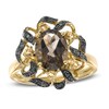 Thumbnail Image 1 of Oval Smoky and Whiskey Quartz with Black Diamond Accent Ring in 10K Gold