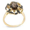 Thumbnail Image 2 of Oval Smoky and Whiskey Quartz with Black Diamond Accent Ring in 10K Gold