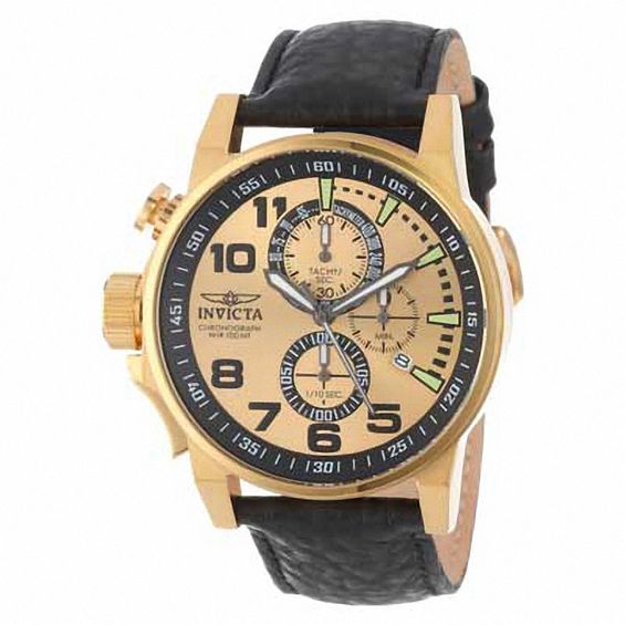 Men's Invicta I Force Chronograph Gold-Tone Strap Watch with Gold-Tone Dial (Model: 14475)