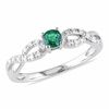 Thumbnail Image 0 of 3.5mm Lab-Created Emerald and 1/15 CT. T.W. Diamond Twist Ring in Sterling Silver