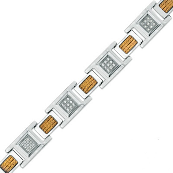 3/4 CT. T.w. Diamond Cable Bracelet in Two-Tone Stainless Steel - 8.5"