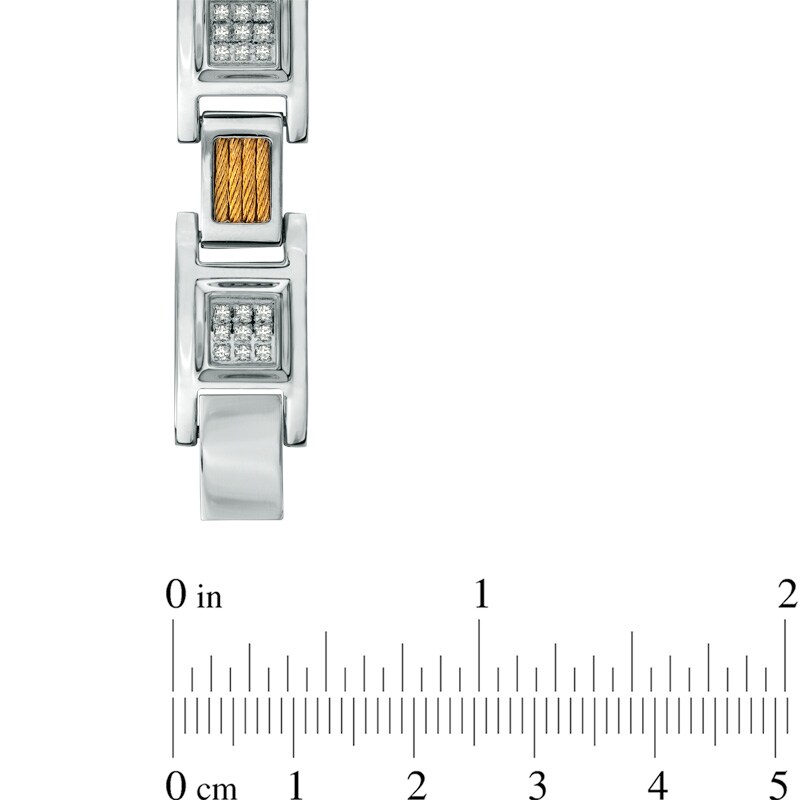 Main Image 3 of 3/4 CT. T.W. Diamond Cable Bracelet in Two-Tone Stainless Steel - 8.5"
