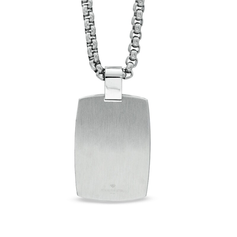 Main Image 2 of Men's Diamond Accent Dog Tag Pendant in Two-Tone Stainless Steel - 24"