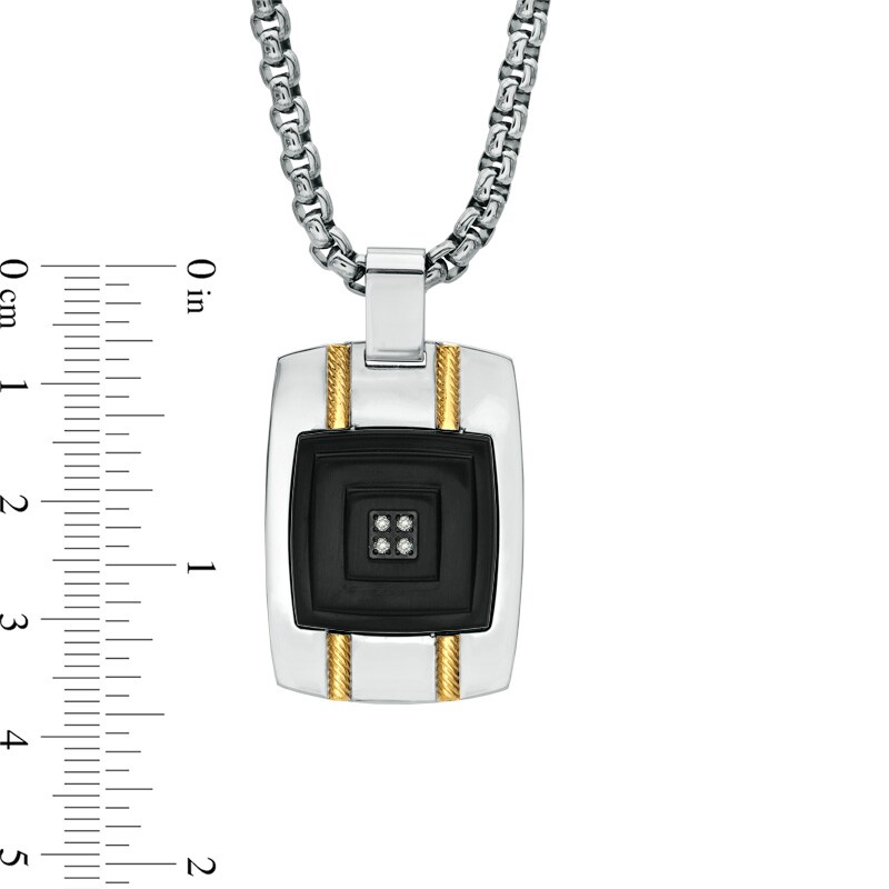 Main Image 3 of Men's Diamond Accent Dog Tag Pendant in Two-Tone Stainless Steel - 24"
