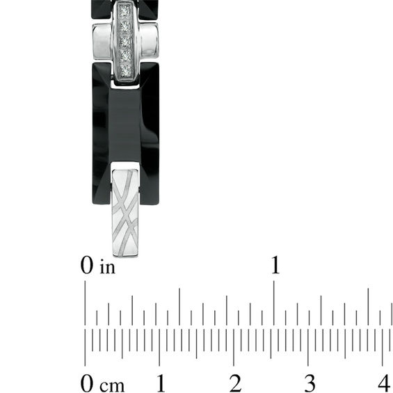 3/8 CT. T.w. Diamond Cross Bracelet in Black Tungsten and Stainless Steel - 8.5"
