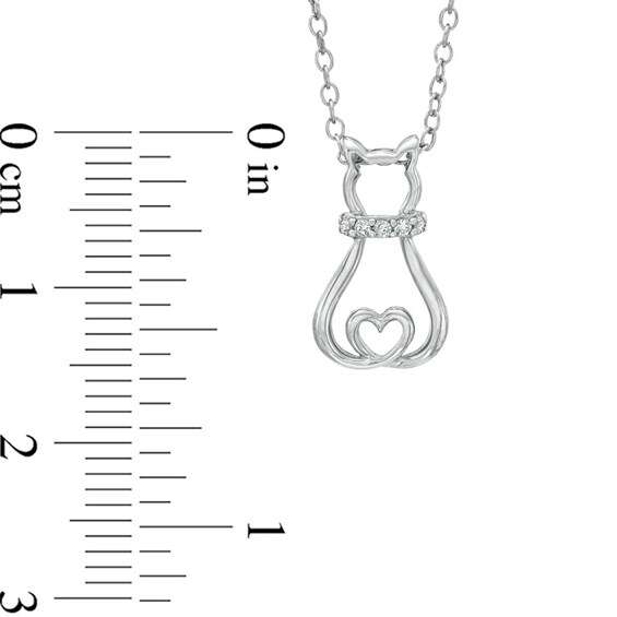 Diamond Accent Sitting Cat Pendant in Sterling Silver